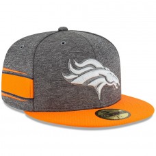 Men's Denver Broncos New Era Heather Gray/Orange 2018 NFL Sideline Home Graphite 59FIFTY Fitted Hat 3058432